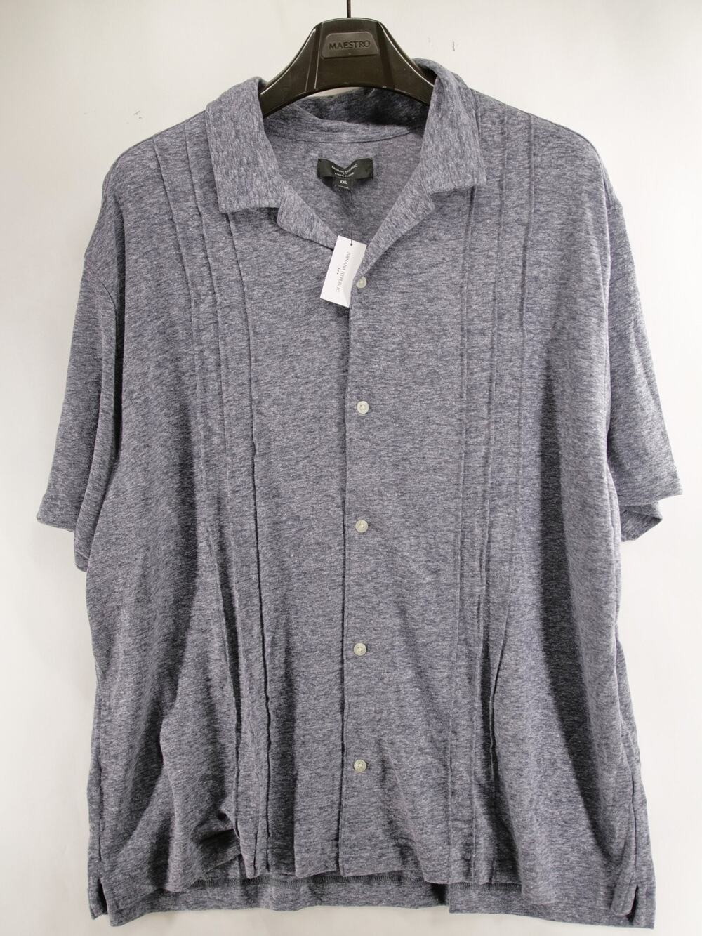 Banana Republic Shirt Mens XXL NWT Charcoal Gray Linen Blend Pleated Resort